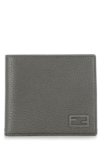 Fendi Logo Plaque Bifold Wallet In Gray