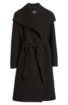 Noize Lena Belted Wrap Coat In Black