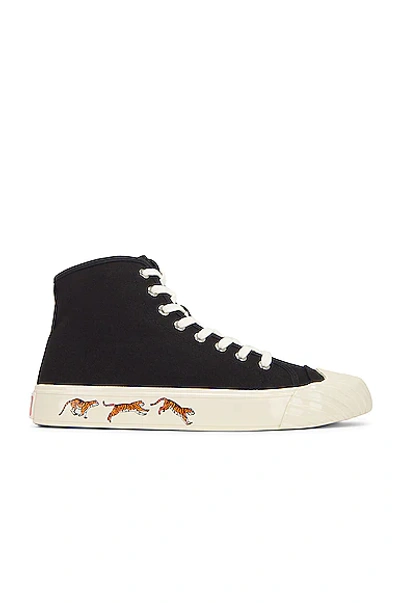 Kenzo Tiger-print High-top Trainers In Black