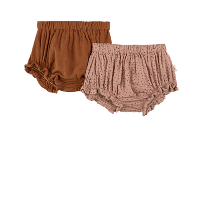 Buddy & Hope Kids' 2-pack Mauve Dots/cinnamon Gots Bloomers In Brown