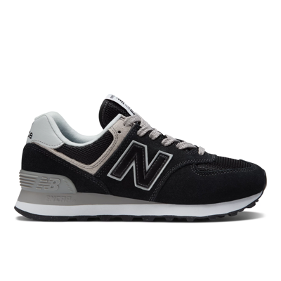 New Balance 574 Core Sneakers In Black Suede In Black/white