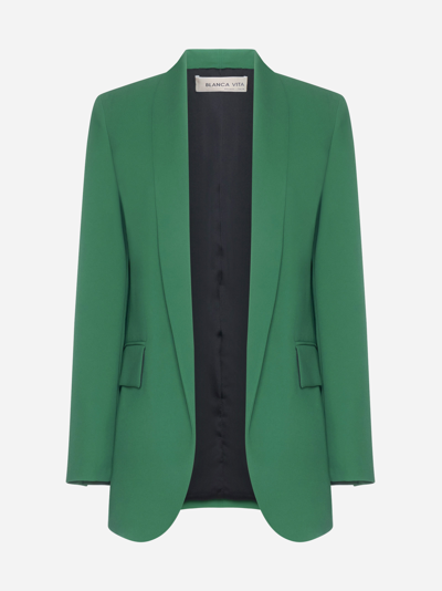 Blanca Vita Shawl Lapels Open-front Blazer In Malachite