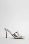 Bottega Veneta Stretch Square-toe Leather Mules In Silver