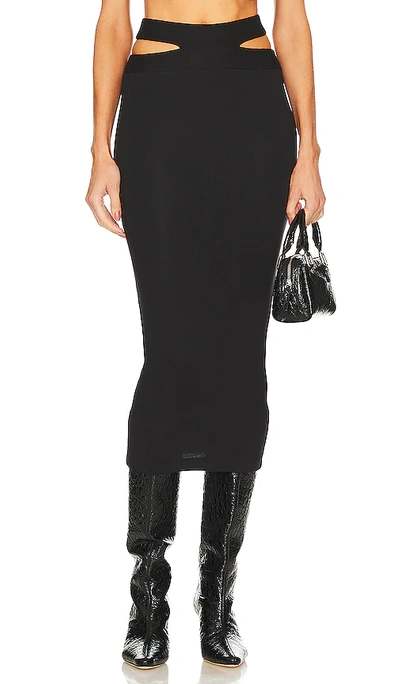 Alix Nyc Cut-out Fitted Midi Skirt In Black