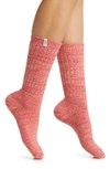 Ugg Ribbed Crew Socks In Salmon Pink / Flamenco