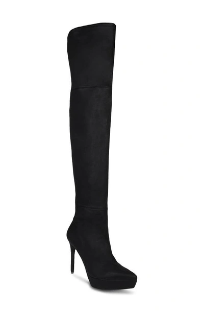 Black Suede Studio Winona Platform Boot In Black Leather
