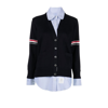 Thom Browne Rwb-armbands V-neck Cardigan In Blue