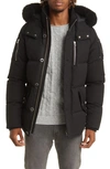 Moose Knuckles 3q Down Jacket In Granite With Black Shearling