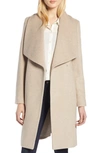 COLE HAAN SIGNATURE SLICK WOOL BLEND WRAP COAT