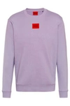Hugo Cotton-terry Sweatshirt With Red Logo Label- Light Purple Men's Tracksuits Size S