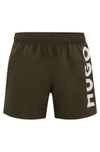 Hugo Boss Hugo Abas Swim Shorts Khaki In Dark Green