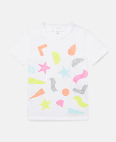 Stella Mccartney Kids' Glitter Printed Cotton T-shirt In White