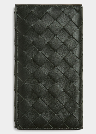 Bottega Veneta Men's Intrecciato Leather Travel Wallet In Mutli-nero