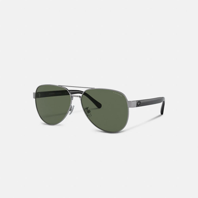 Coach Wire Frame Pilot Sunglasses In Color<lsn_delimiter>satin Gunmetal