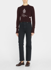FRAME EMBROIDERED CROPPED CASHMERE SWEATER