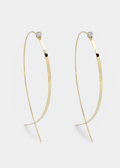 Lana Solo Large Flat Upside Down Hoop Earrings With Diamonds, 60mm In Yg