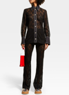 Ganni Lace-panel Recycled Polyester And Cotton-blend Shirt In Black