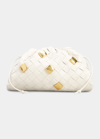 Bottega Veneta Mini Studded Intrecciato Pouch Crossbody Bag In Chalk