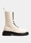 Bottega Veneta Lug Lace-up Boot Military Calf In Sea Salt Black