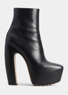 Bottega Veneta Leather Zip Platform Booties In Black