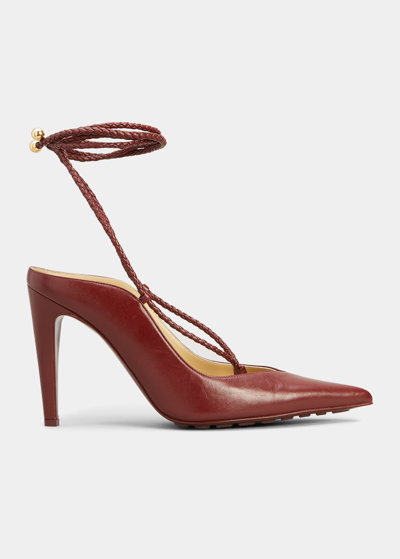 Bottega Veneta Lambskin Ankle-wrap Mules In Cherry