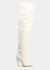 Bottega Veneta Intrecciato Woven Lambskin Over-the-knee Boots In Bianco