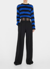Monse Corset Waist Stretch Wool Gabardine Wide Leg Pants In Black