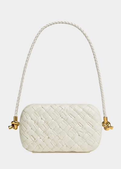 Bottega Veneta Knot Intrecciato Leather Shoulder Bag In Bone
