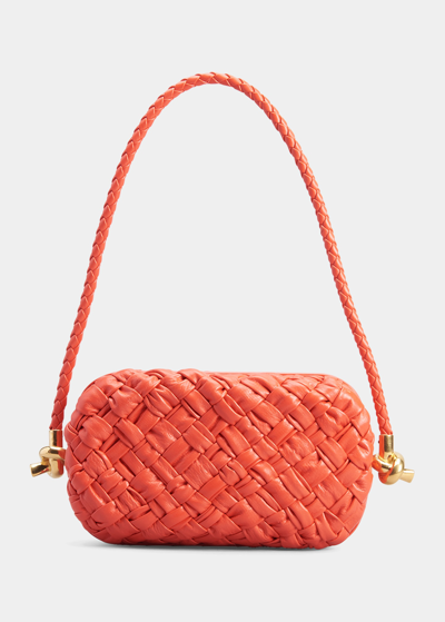 Bottega Veneta Knot Intrecciato Leather Shoulder Bag In Sunburst
