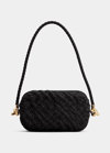 Bottega Veneta Knot Intrecciato Leather Shoulder Bag In Black