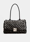 Bottega Veneta Small Intrecciato Padded Leather Shoulder Bag In Black