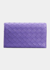 Bottega Veneta Intrecciato Leather Wallet On Strap In Purple