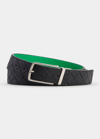 Bottega Veneta Men's Reversible Intrecciato Leather Belt In Nero/club
