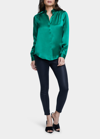 L AGENCE BIANCA SILK CHARMEUSE BUTTON-DOWN BLOUSE