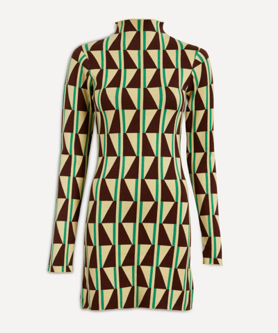 Kitri Logan Chocolate Tile Knitted Mini-dress In Chocolate Tile Print