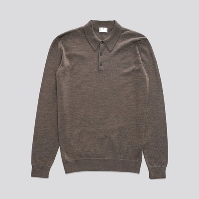 Asket The Merino Wool Polo Brown Melange