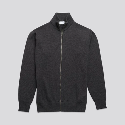 Asket The Merino Zip Cardigan Charcoal Melange