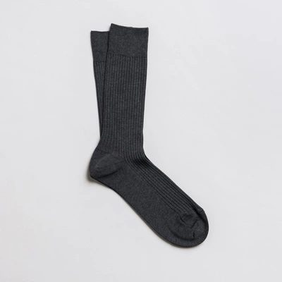 Asket The Ribbed Cotton Sock Charcoal Melange