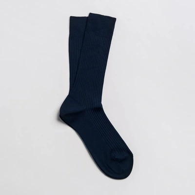 Asket The Ribbed Cotton Sock Dark Navy