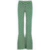 DODO BAR OR DAI GREEN JACQUARD FLARED KNITTED TROUSERS