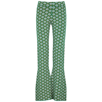 Dodo Bar Or Dai Green Jacquard Flared Knitted Trousers