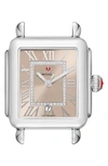 Michele Deco Madison Diamond Dial Watch Case, 33mm X 35mm In Silver/ Beige