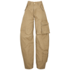 Darkpark Frayed Hem Cotton Rosalind Cargo Pants With Logo-buttons In Beige