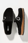 Birkenstock Black Buckley Shearling Suede Slip-on Shoes In Black