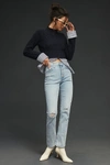 Mother The Tomcat High-rise Straight-leg Distressed Jeans In Blue
