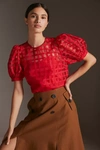 English Factory Windowpane Blouse In Red