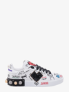 Dolce & Gabbana Printed Calfskin Portofino Sneakers With Patch In White