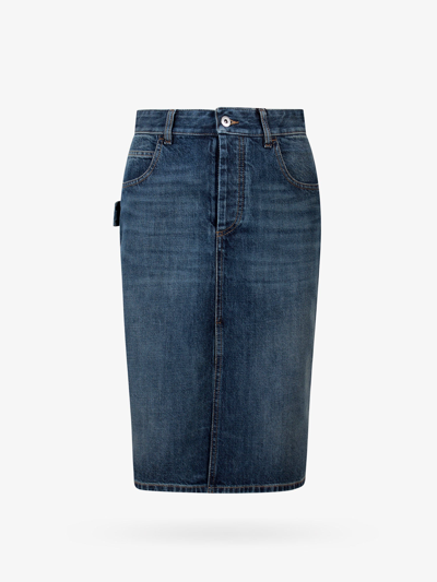 Bottega Veneta Medium Washed Denim Skirt In Blue