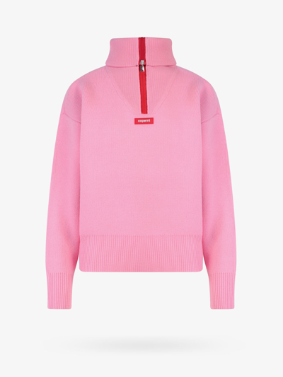 Coperni Logo Zip Wool-blend Sweater In Pink