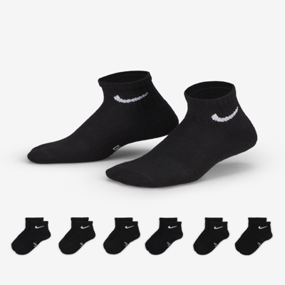 Nike Dri-fit Performance Basics Little Kids' Ankle Socks (6 Pairs) In Black